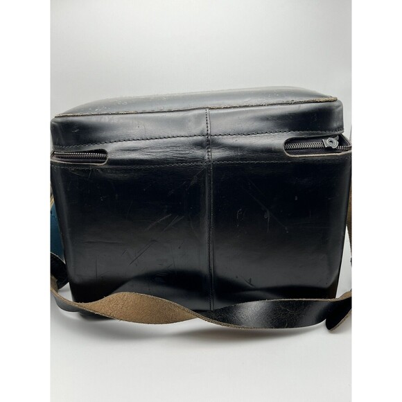 VTG Plainsman 2 Top Grain Cowhide Leather Black Hard Camera Tote BROKEN ZIPPER - Picture 5 of 9